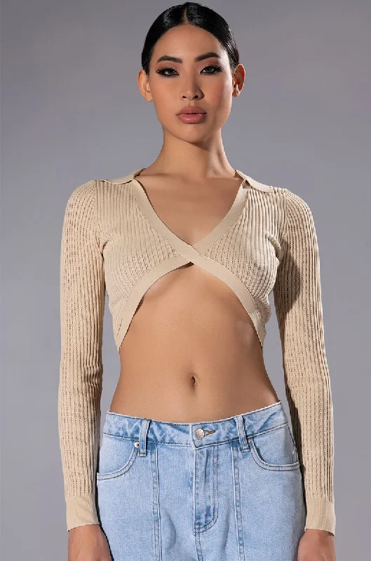 HAZEL COLLARED V NECK LONG SLEEVE SWEATER