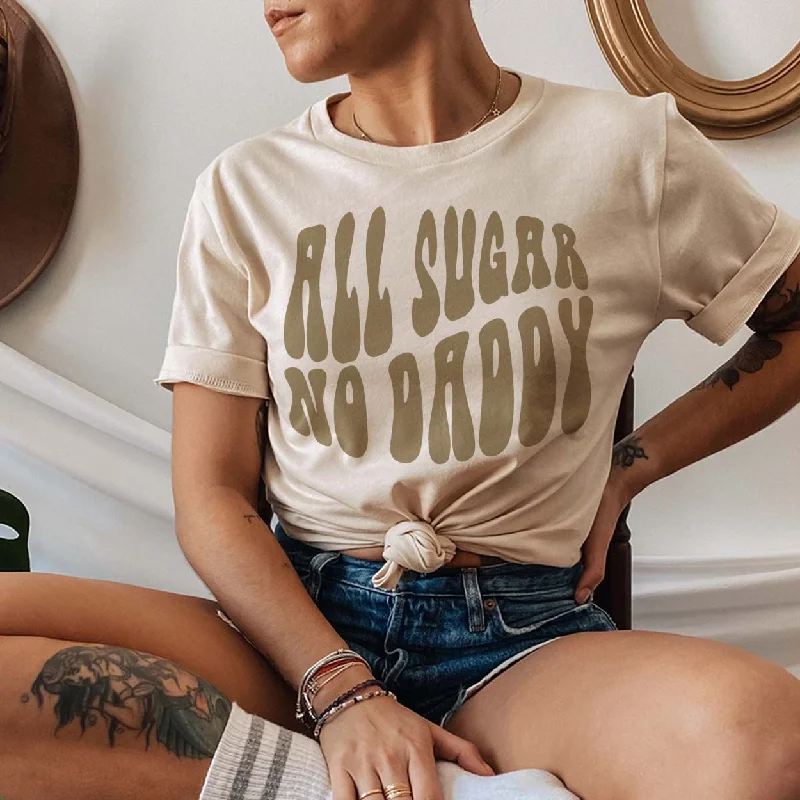 Online Exclusive | All Sugar, No Daddy Groovy Short Sleeve Graphic Tee in Cream