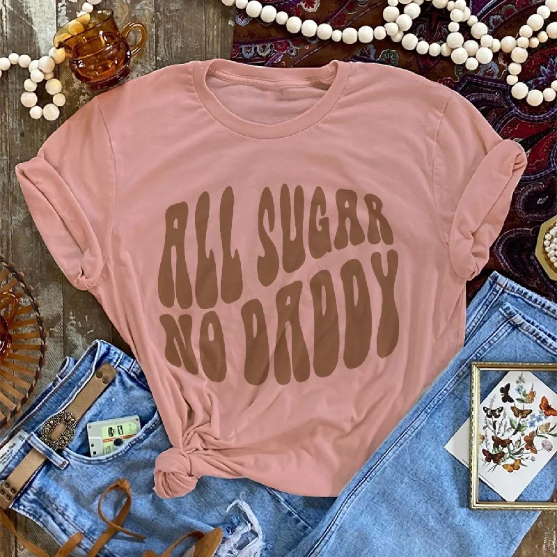 Online Exclusive | All Sugar, No Daddy Groovy Short Sleeve Graphic Tee in Dusty Rose