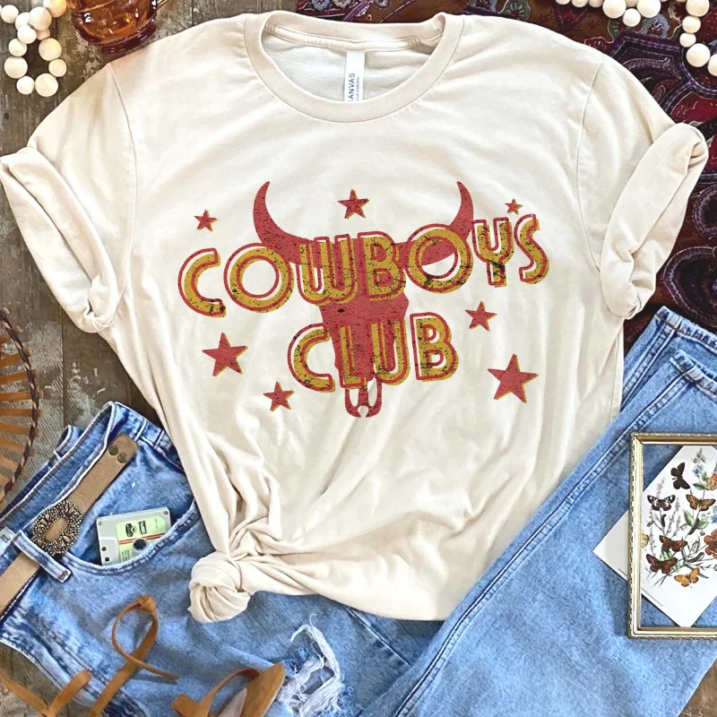 Online Exclusive | Cowboys Club Short Sleeve Graphic Tee in Cream