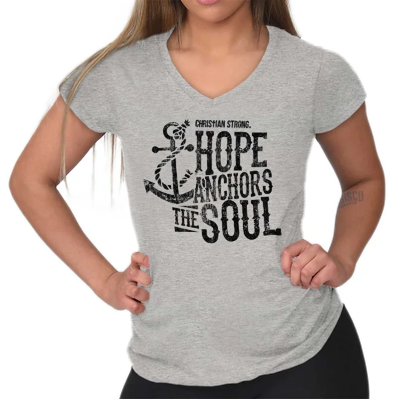 Hope Anchors the Soul Junior Fit V-Neck T-Shirt