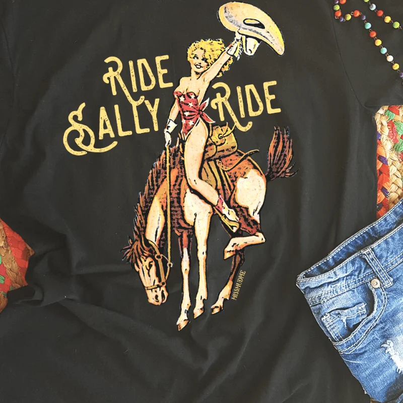 Online Exclusive | Ride Sally Ride Short Sleeve Graphic Tee in Black