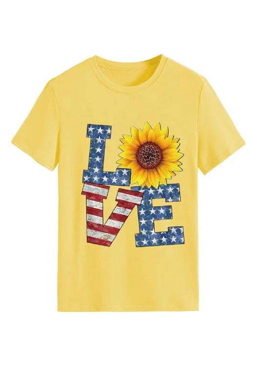 BerryBetty - Sunflowers Pentagram Letter Print T-shirt