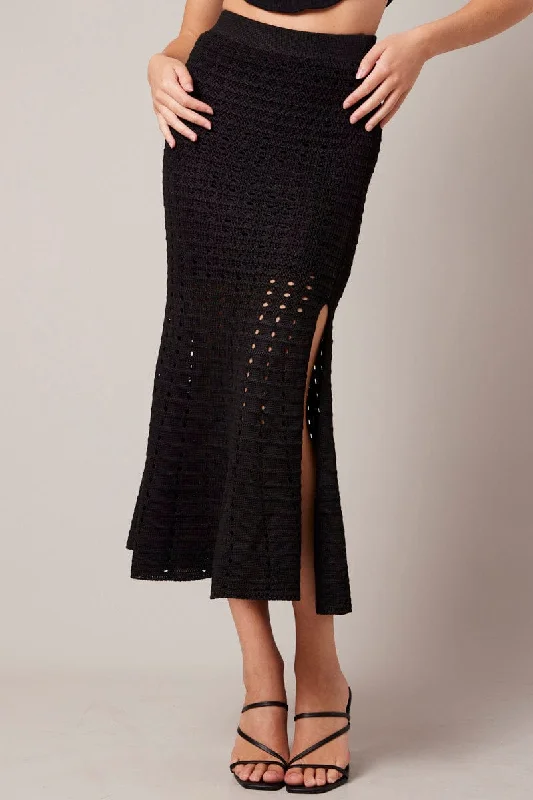 Black Knit Skirt Crochet