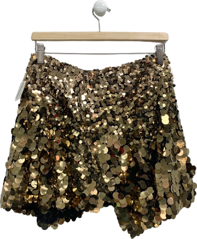 Free People Gold Sequin Mini Skirt UK 8