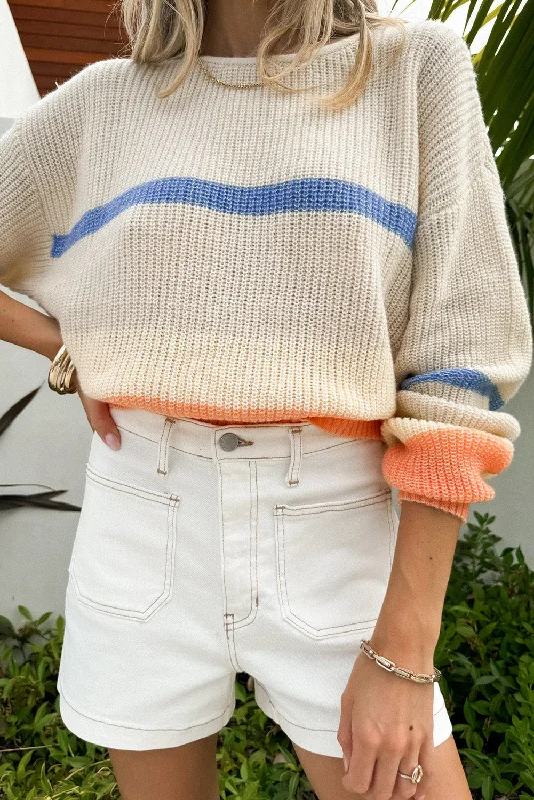 Colorblock Striped Drop Shoulder Cozy Sweater