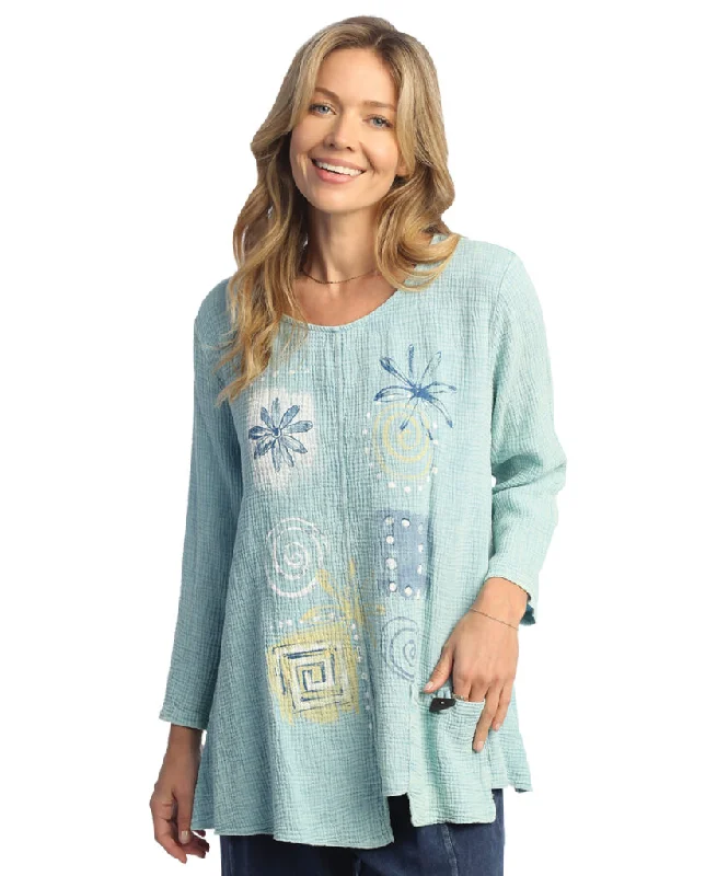 Jess & Jane "Patchwork" Mineral Washed Gauze Tunic - M108-1381