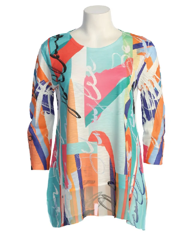 Jess & Jane "Novel" Animal Print Chiffon Hem Tunic Top - 63-1789