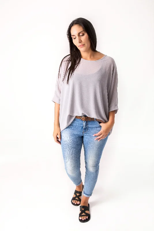 PRE-ORDER** Grey Draped Top - Essential Collection