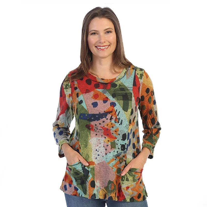 Jess & Jane "Pop Art" Brushed Patch Pockets Tunic - B1-1512