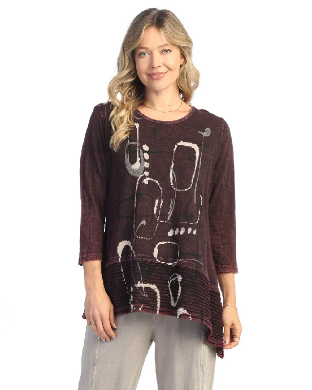 Jess & Jane "Rhythm" Abstract Print Mineral Washed Tunic - M54-2028