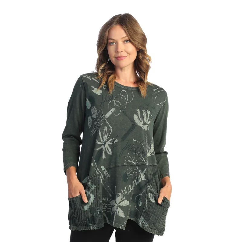 Jess & Jane "Salsa" Mineral Washed Tunic Top in Juniper - M101-1783