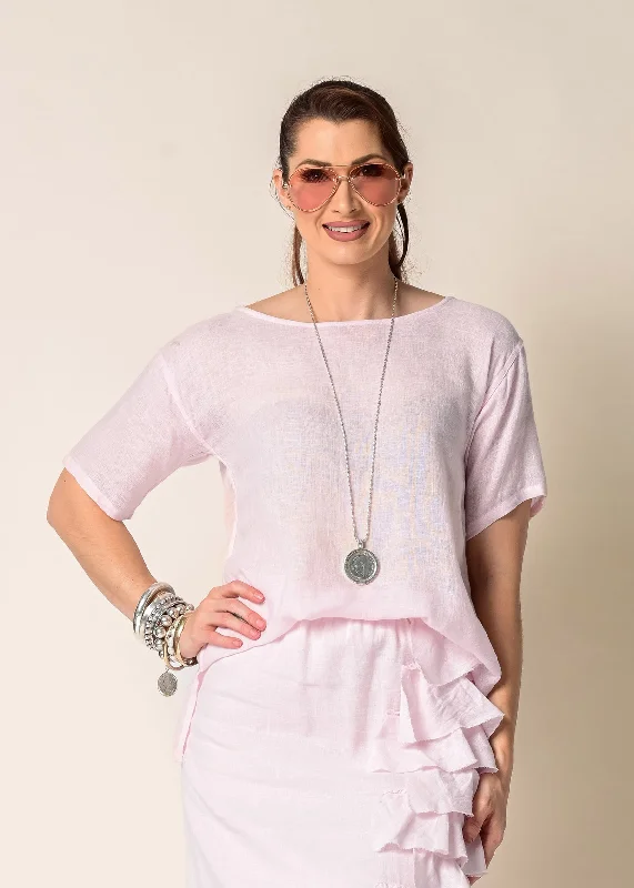 Lainey Linen Top in Blush