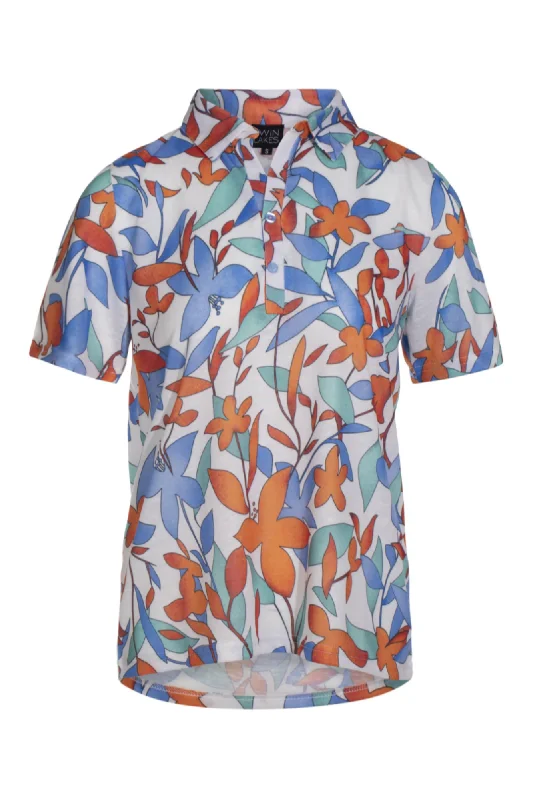 Printed Polo Top | Green Multi Fan | 6805AR