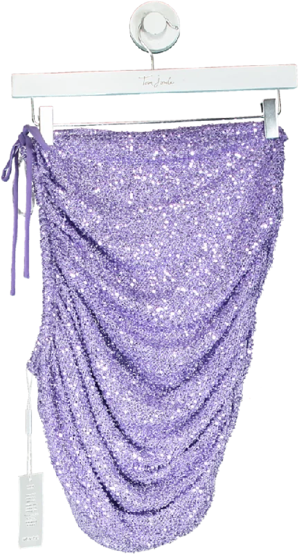 Self Portrait Purple Beaded Mini Skirt UK 6