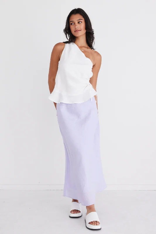 Soulmate Lilac Linen Bias Midi Skirt