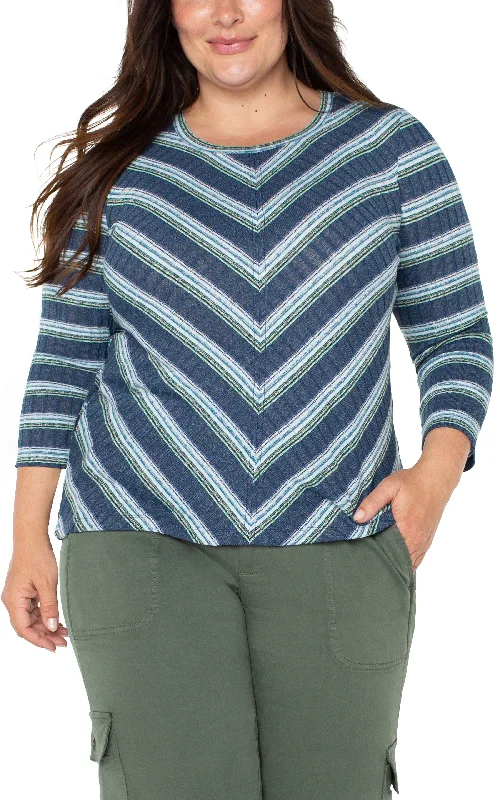 3/4 SLEEVE SCOOP NECK KNIT TOP