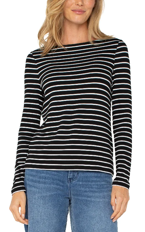 LONG SLEEVE BOATNECK KNIT TOP