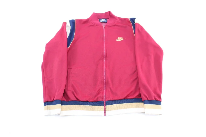 80's Nike Embroidered Logo Burgundy, Navy, & White Zip Up Jacket