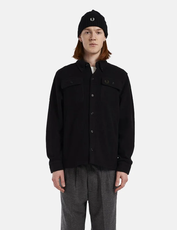 Fred Perry Reverse Fleeceback Overshirt - Black