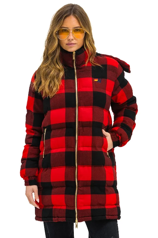 PLAID UNISEX LONG TREKKER JACKET - BUFFALO PLAID