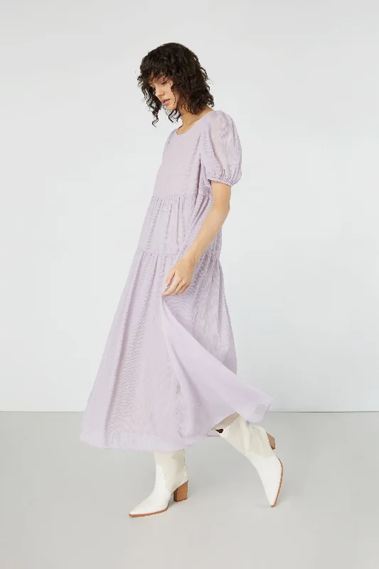 PUFF SLEEVE TIERED DRESS