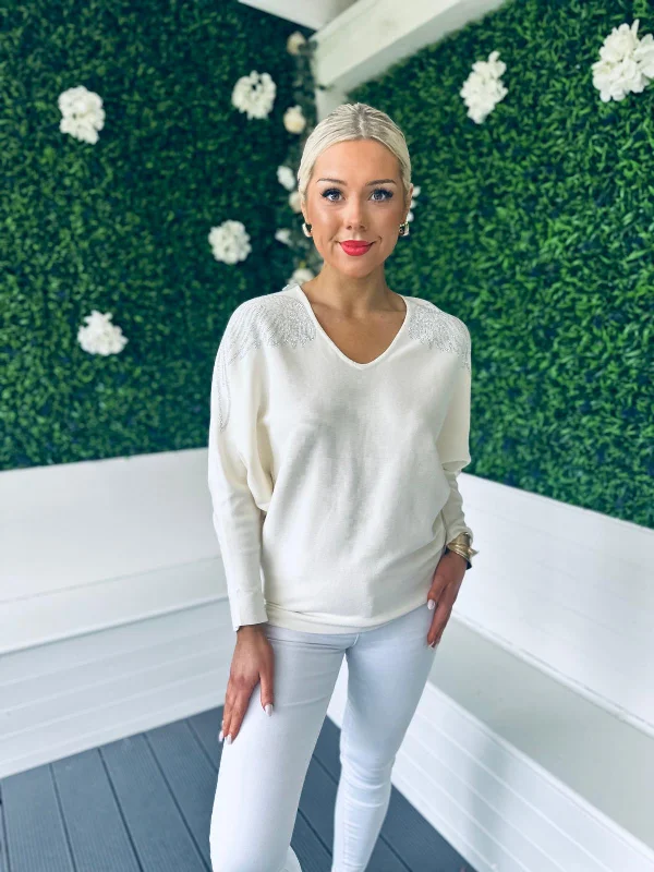 Yvonne Embellished Jumper Cream