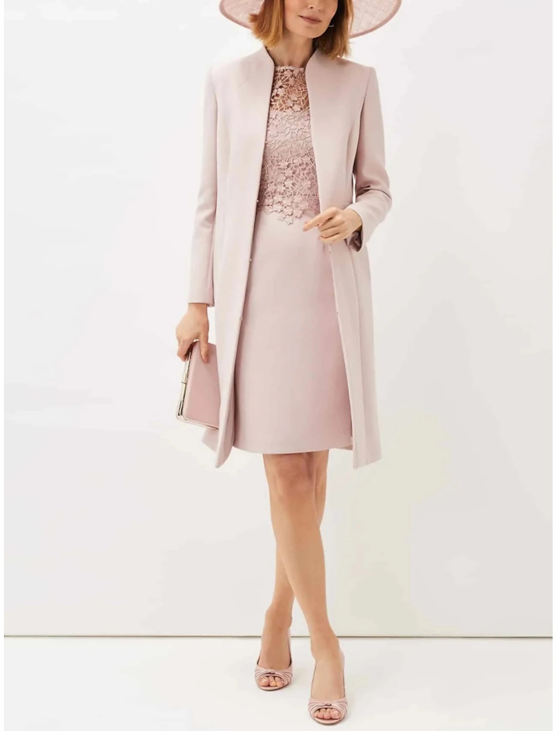 A-Line Mother of the Bride Dress Wedding Guest Elegant Petite Scoop Neck Short / Mini Stretch Fabric Long Sleeve with Lace Ruching Solid Color