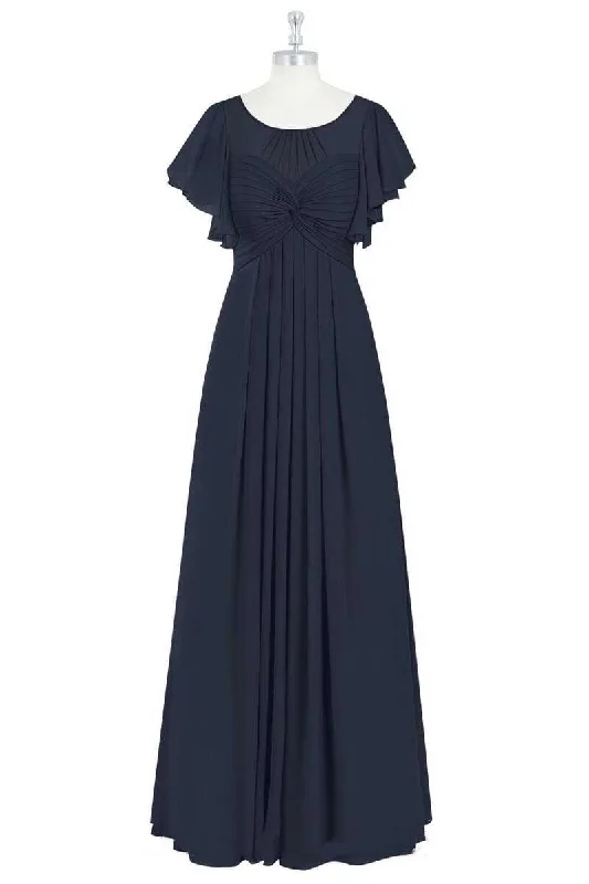 Black Crew Neck Ruffled A-Line Bridesmaid Dress