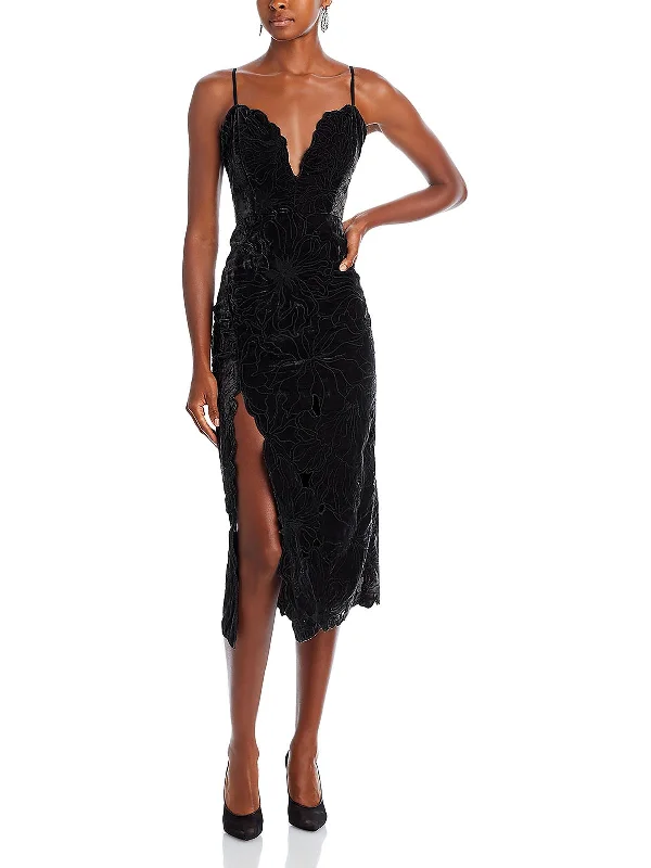 Haven Womens Velvet Front Slit Cocktail And Party Dress