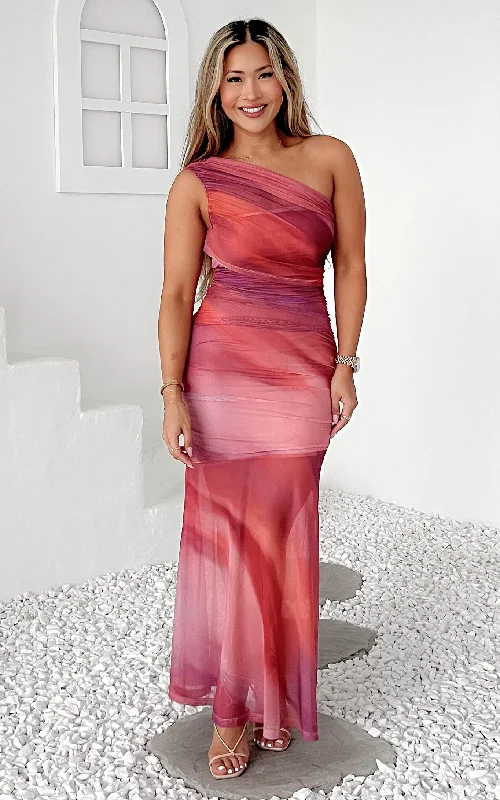 Paloma Mesh Maxi Dress - Pink Orange Ombre