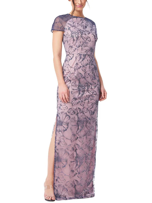 Winnie Womens Floral Embroidered Evening Dress