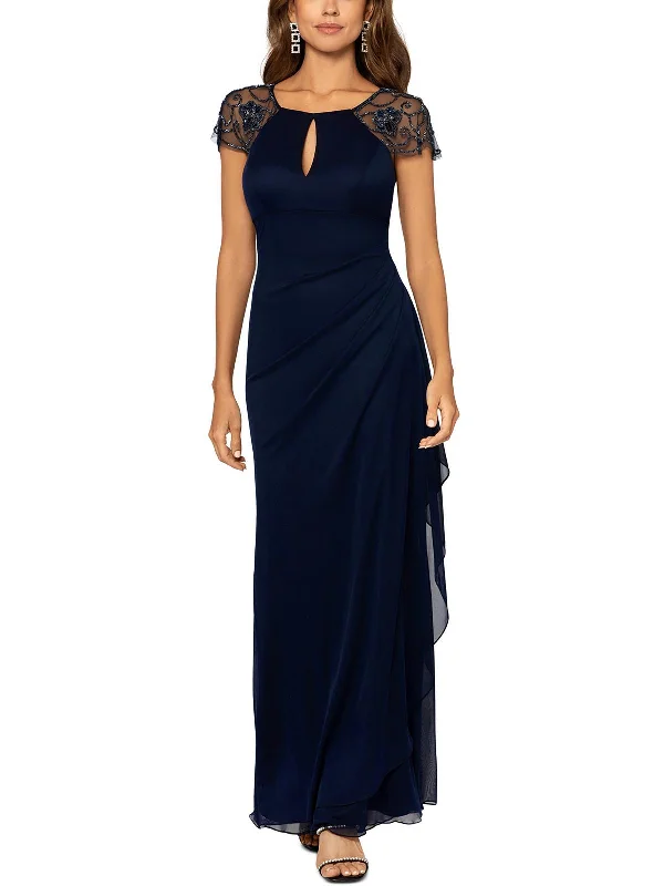 Womens Beaded Polyester Evening Dress