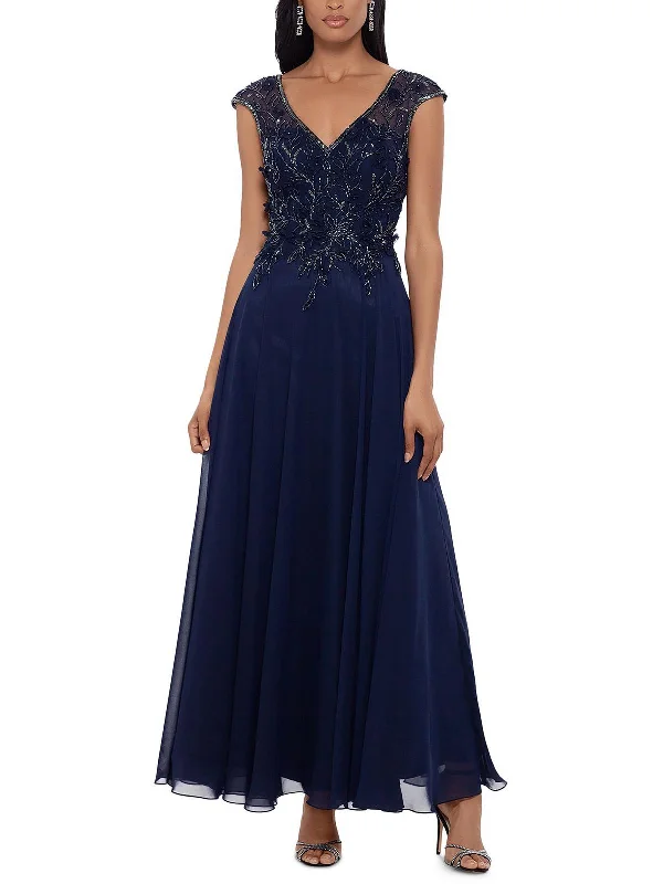 Womens Mesh Embellished Evening Dress