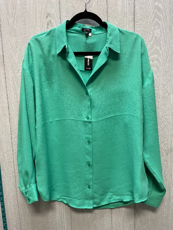 Blouse Long Sleeve By Express In Green, Size: M