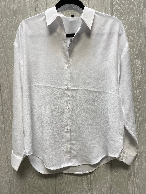 Blouse Long Sleeve By Express In White, Size: S