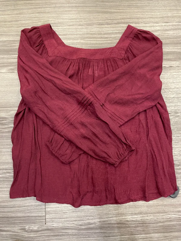 Blouse Long Sleeve By Lc Lauren Conrad In Maroon, Size: Xl