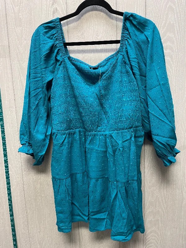 Blouse Long Sleeve By Torrid In Teal, Size: 2x