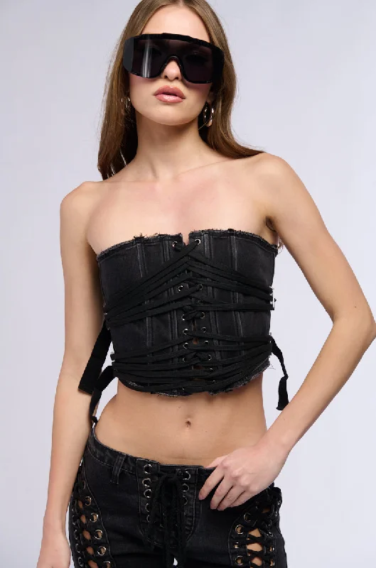 KAT LACE UP DENIM CORSET