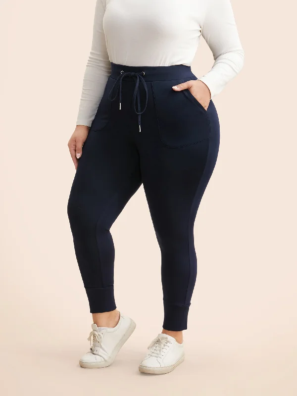 Mid Rise Drawstring Pocket Leggings