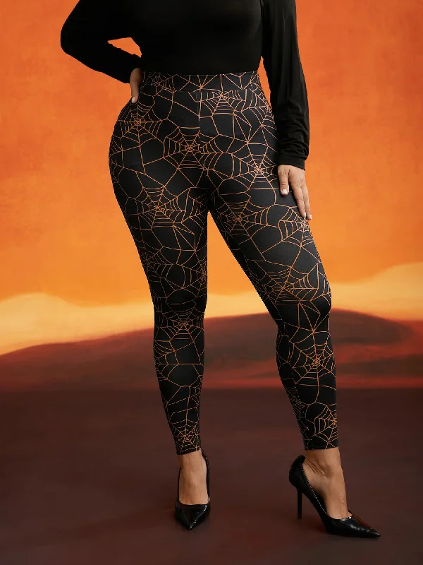 Spider Web Printed Slim-Fit Pants