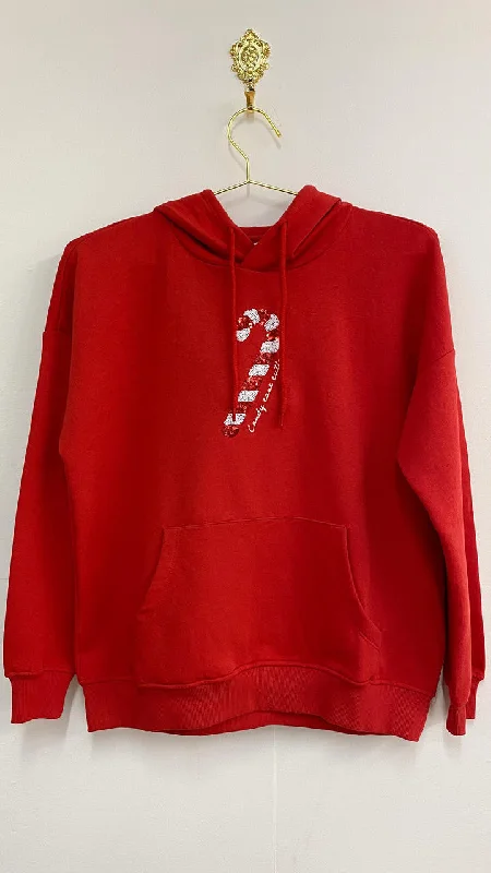 Only Red 'Candy Cane Cutie'  Hooded Christmas Sweatshirt