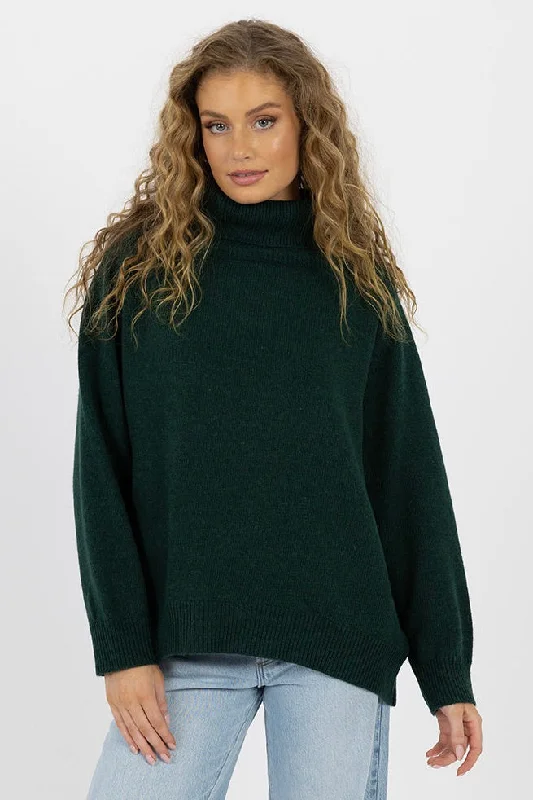 Freya Forest Wool Blend Roll Neck Knit Jumper