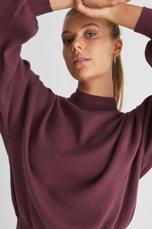 Motivation Raisin Cotton Fine Knit Boxy Jumper