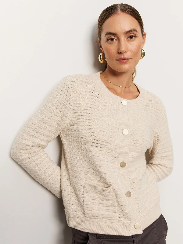 Pointelle Knitted Jacket Oat