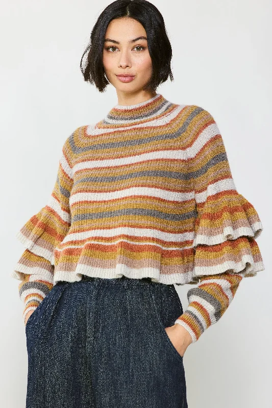 Striped Tiered Sleeve Sweater