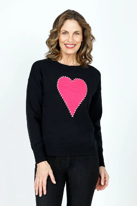 Ten Oh 8 Big Heart Outline Stitch Sweater