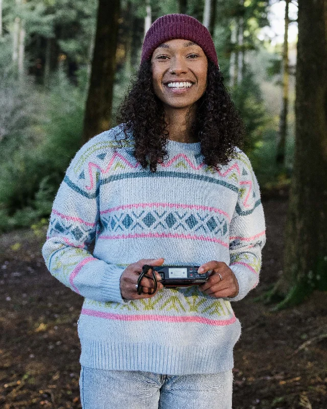 Whimsical Recycled Knitted Jumper - Homespun Stripe Blue Fog