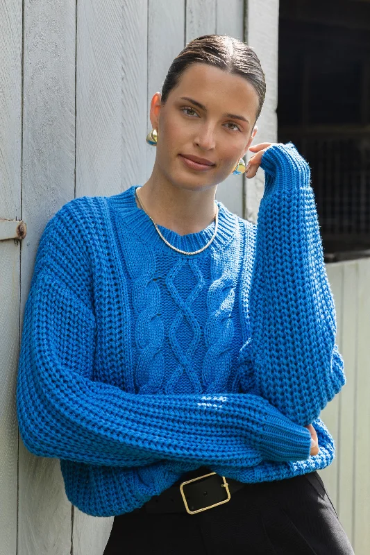 Wyatt Sky Blue Cable Knit Jumper